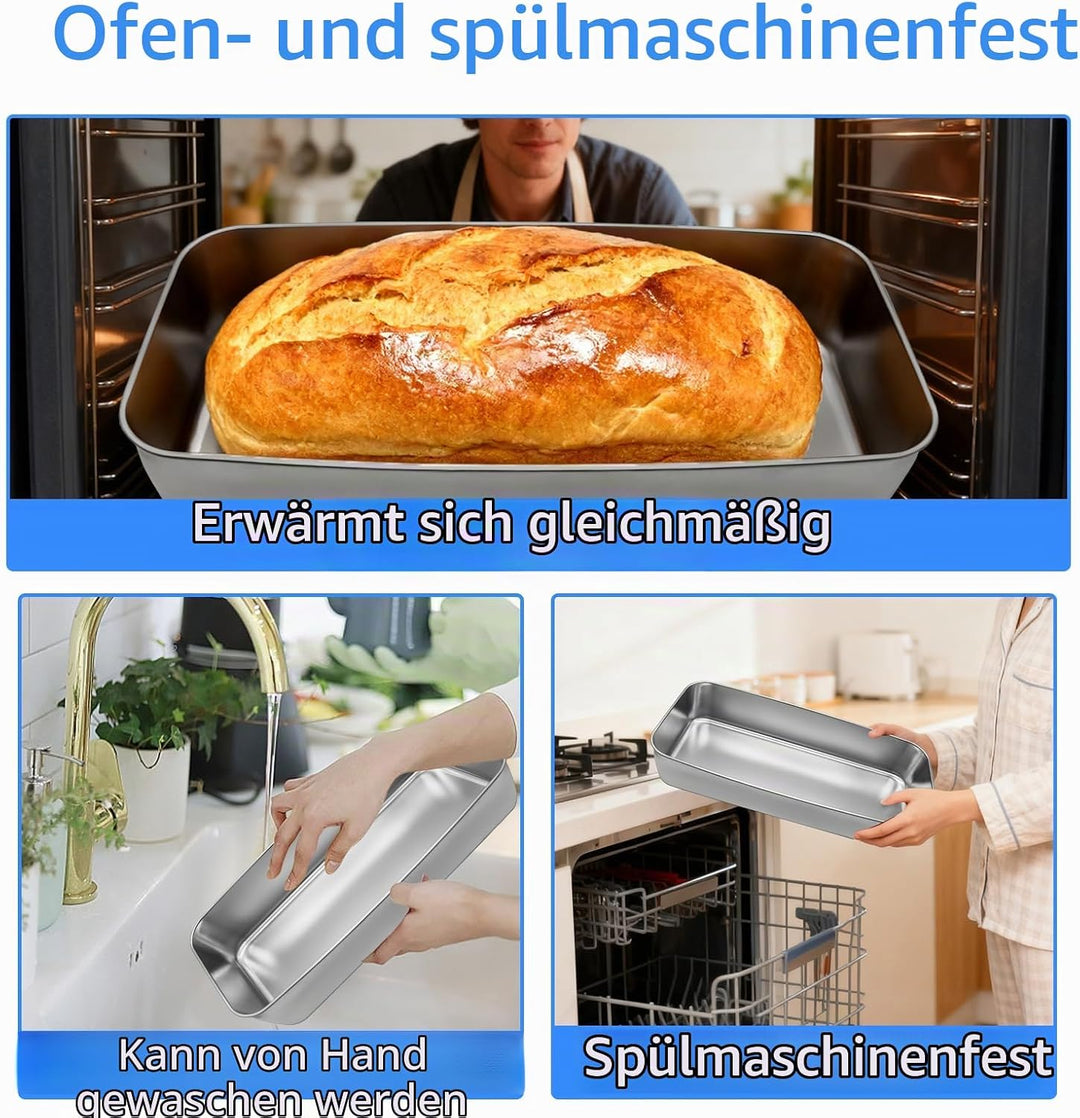 Edelstahl Brotbackform, 33 × 15 × 6 cm Kastenform Brot, Rechteckig Brotform Kastenform Backform Rrec