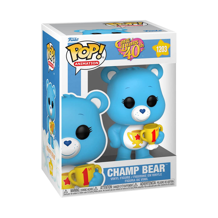 Funko Pop! Animation: CB40- Champ Bear - Beflockt CH - Care Bears - Vinyl-Sammelfigur - Geschenkidee