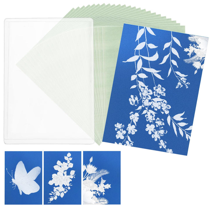 24st Sonnendruckpapier Set, A4 Cyanotypie Papier und Ordner Hochempfindlich Sonnen-/Solaraktiviert K