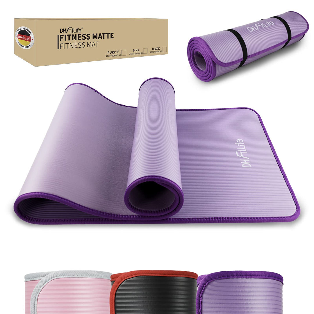 DH FitLife Trainingsmatte Fitnessmatte, Sportmatte 183 * 61 * 1 cm, Gymnastikmatte extra reissfest,