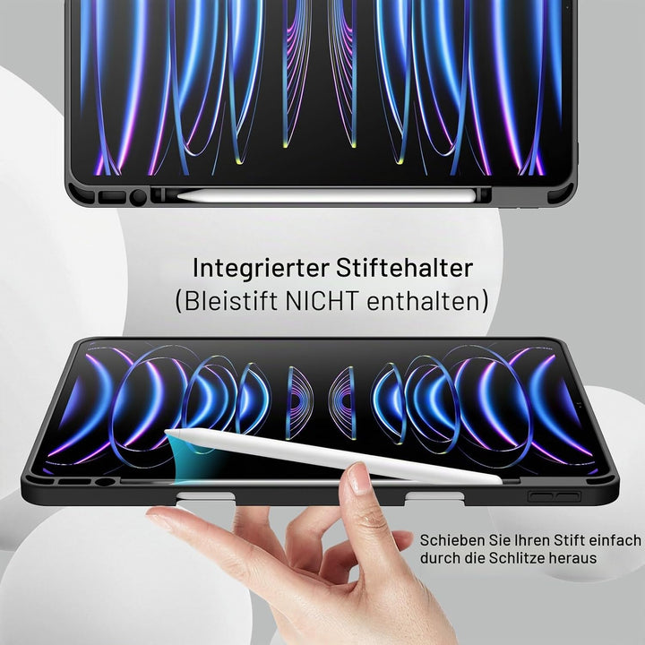 JETech Hülle für iPad Pro 12,9 Zoll (6./5. Generation, Modell 2022/2021) mit Stifthalter, Unterstütz