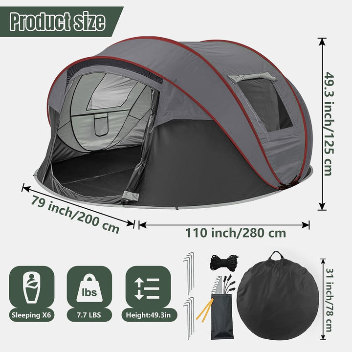 Camping Zelt, Pop Up Zelt 4-5 Personen, Automatisches Aufstellzelt in 3 Sekunden, Wurfzelte Wasserdi
