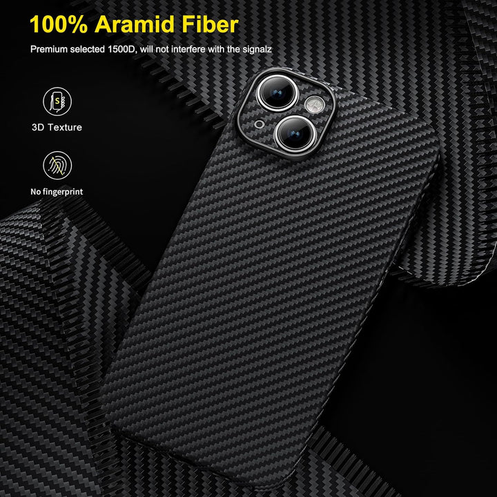 memumi Carbon Hülle für iPhone 15, 0,5 mm Superdünne, Hülle aus echter Aramidfaser [100% Aramidfaser