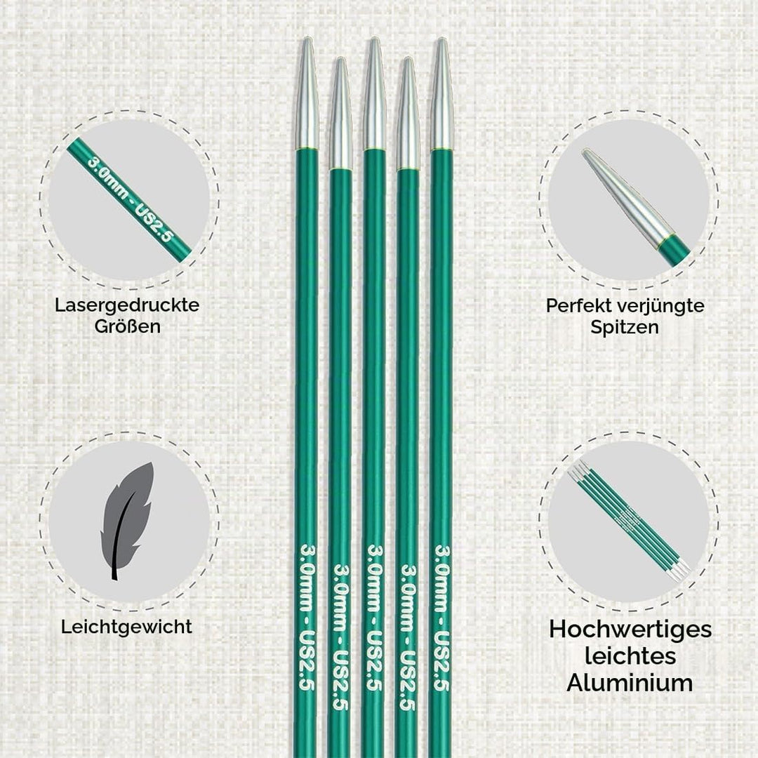 KnitPro Zing Nadelspiel-Set 20 cm, 2,5-5,0 mm - Perfekte Vielseitigkeit für kreative Strickprojekte