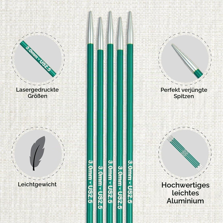 KnitPro Zing Nadelspiel-Set 20 cm, 2,5-5,0 mm - Perfekte Vielseitigkeit für kreative Strickprojekte