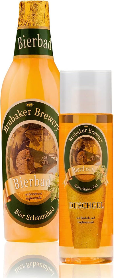 BRUBAKER Cosmetics Bier Badeset Geschenkset für Männer mit Kulturbeutel, Waschlappen und Quietscheen