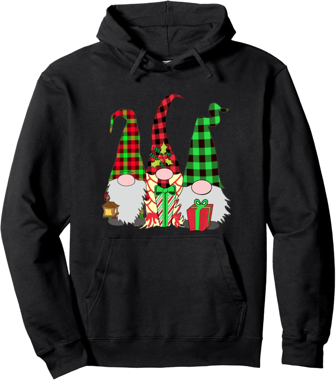 3 Nordische Zwerge Winter Rot Grün Kariert Niedlich Pullover Hoodie