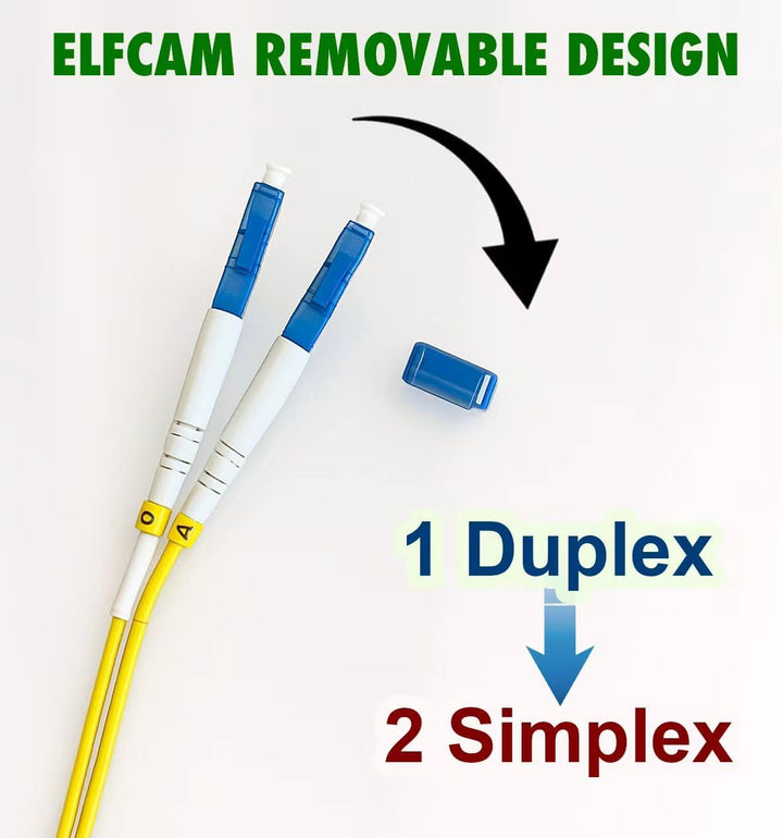 Elfcam - 50m Glasfaserkabel LC/UPC auf LC/UPC Simplex Singlemode 9/125 µm, LWL Kabel LSZH (50M), 50M