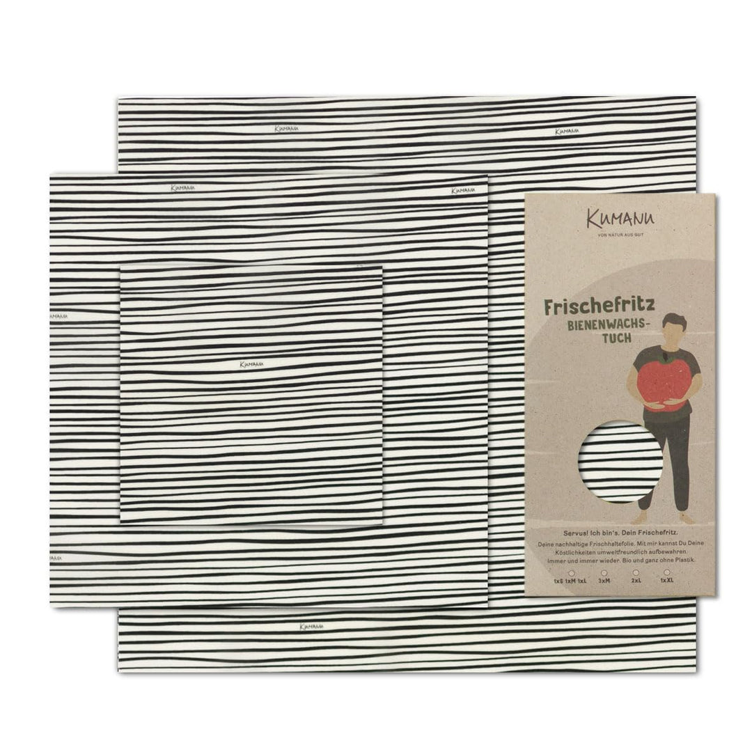Kumanu | Bio-Bienenwachstuch - 3er Set Bienenwachstücher FRISCHEFRITZ | natürlich und plastikfrei fr