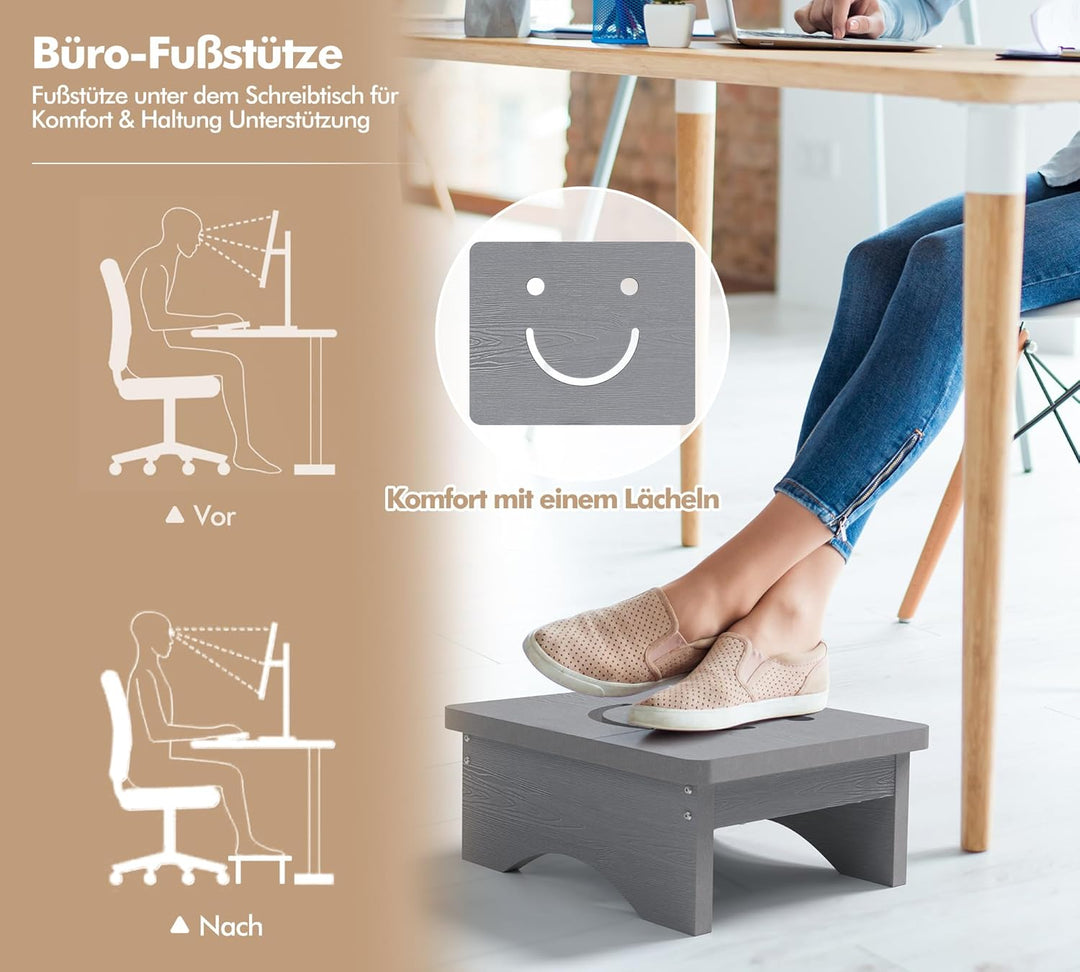 Tritthocker mit rutschfestem Gummi für Erwachsene, Senioren und Kinder, 40 x 32 x 14 cm, Lächeln Des