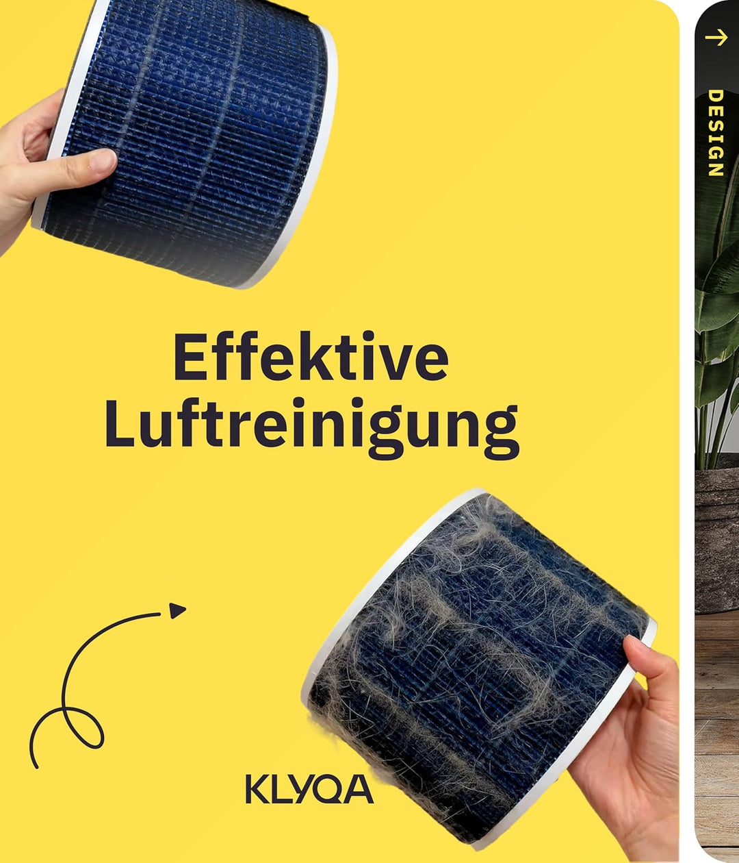 Luftreiniger Allergiker 360° HEPA-Filter Leaf entfernt 99,99% der Tierhaare, Staub & Pollen I 300 CA