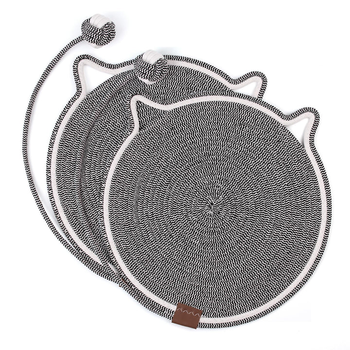 Kratzmatte Katze, 2 Stücke Kratzpappe Katze Grau Runder Kratzbrett mit Baumwollkugel Katzen Spielzeu