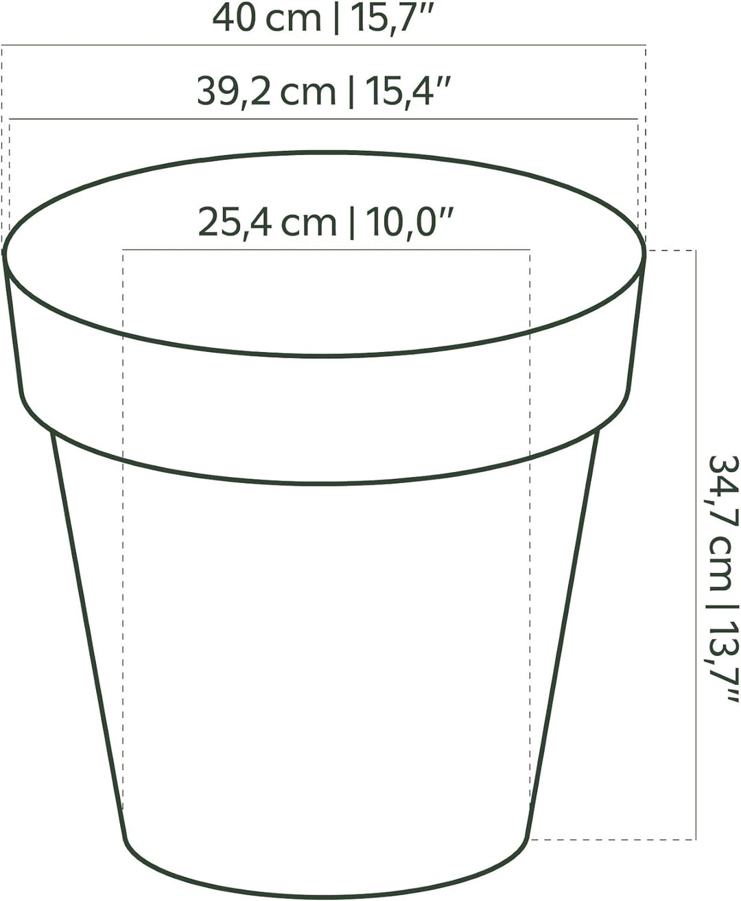 Artevasi Capri-Topf, Runder Plastiktopf, 40cm, Farbe: Weiss Weiss 40cm Normal, Weiss 40cm Normal