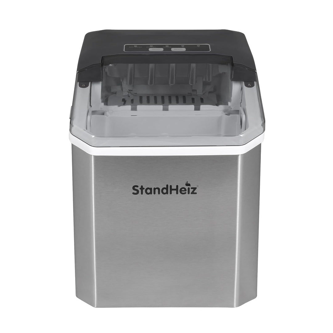 Eiswürfelmaschine Silber 12 kg / 24 h – Selbstreinigender Ice Maker mit 2 Grössen grosse Eiswürfel,