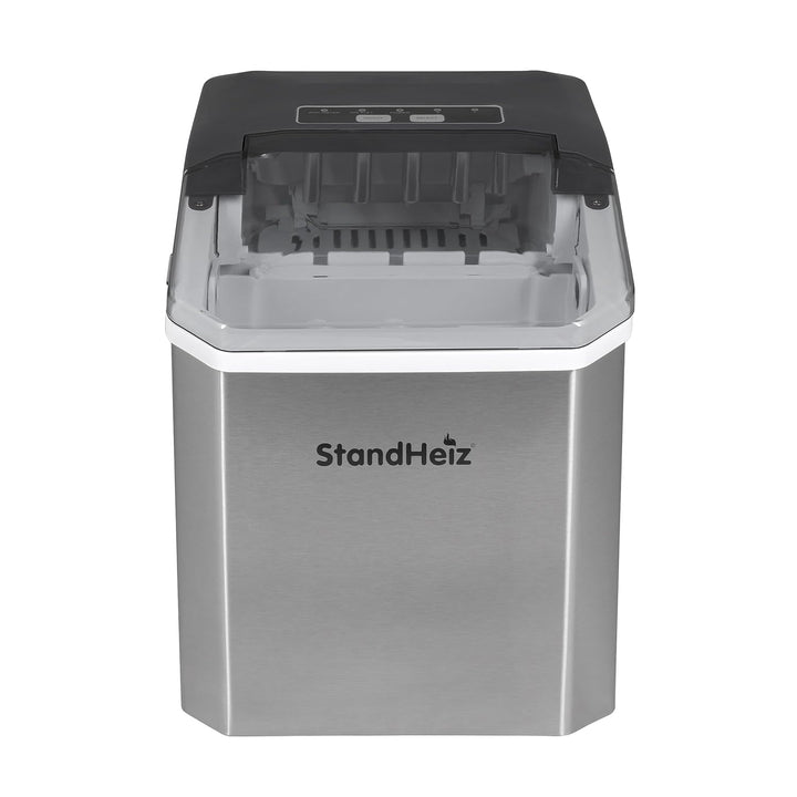 Eiswürfelmaschine Silber 12 kg / 24 h – Selbstreinigender Ice Maker mit 2 Grössen grosse Eiswürfel,