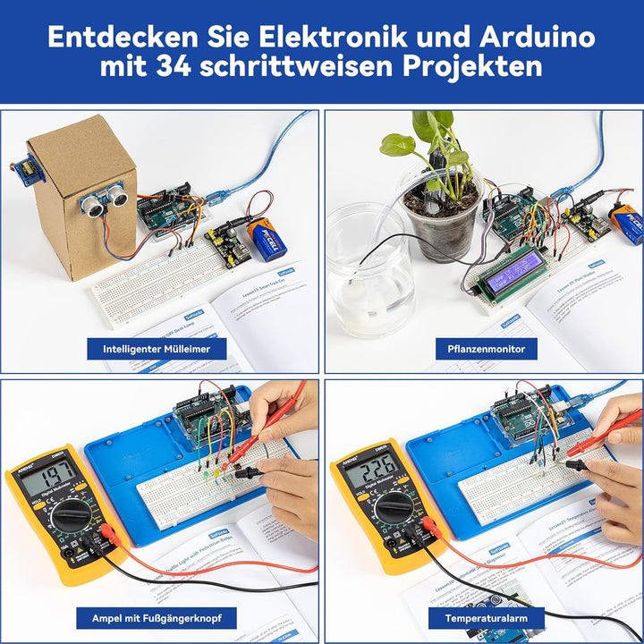 SunFounder Inventor Lab Starter Kit mit Original Arduino UNO R3 REV3 Multimeter 34 Projekte 40+ Vide