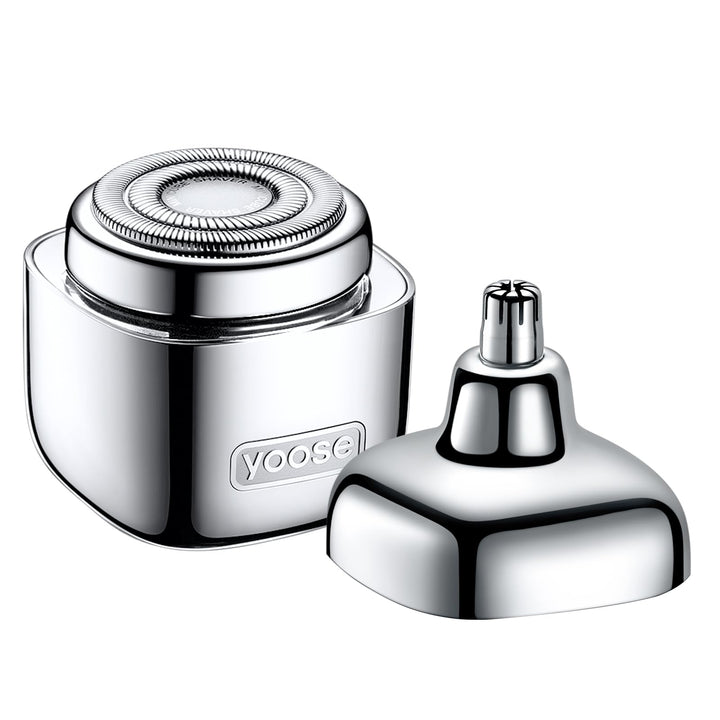 yoose 2-in-1 Nasenhaartrimmer & MINI Rasierer – Ganzkörper-Legierung, Magnetische Wechselköpfe, IPX7