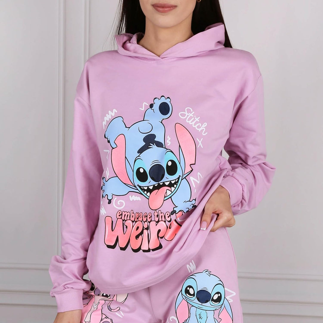 Disney Stitch Sweatshirt mit Kapuze aus Baumwolle für Mädchen, über den Kopf zu ziehen, 100% Baumwol