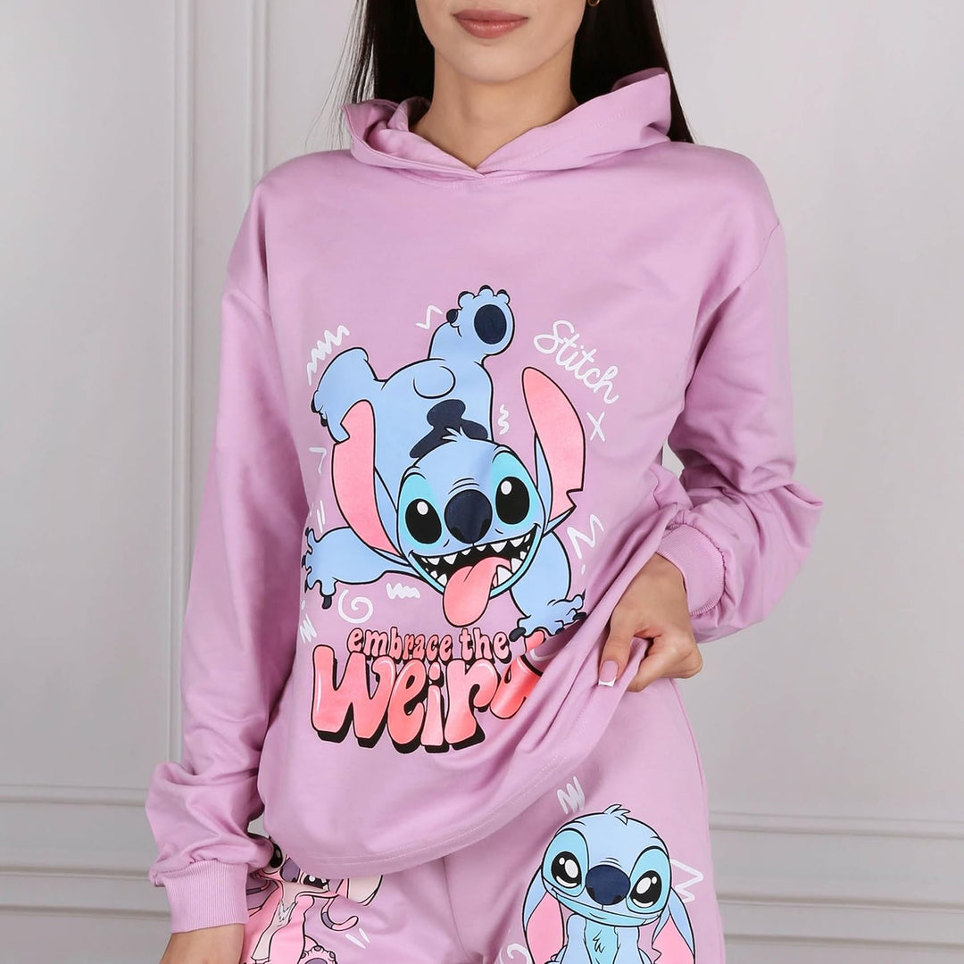 Disney Stitch Sweatshirt mit Kapuze aus Baumwolle für Mädchen, über den Kopf zu ziehen, 100% Baumwol