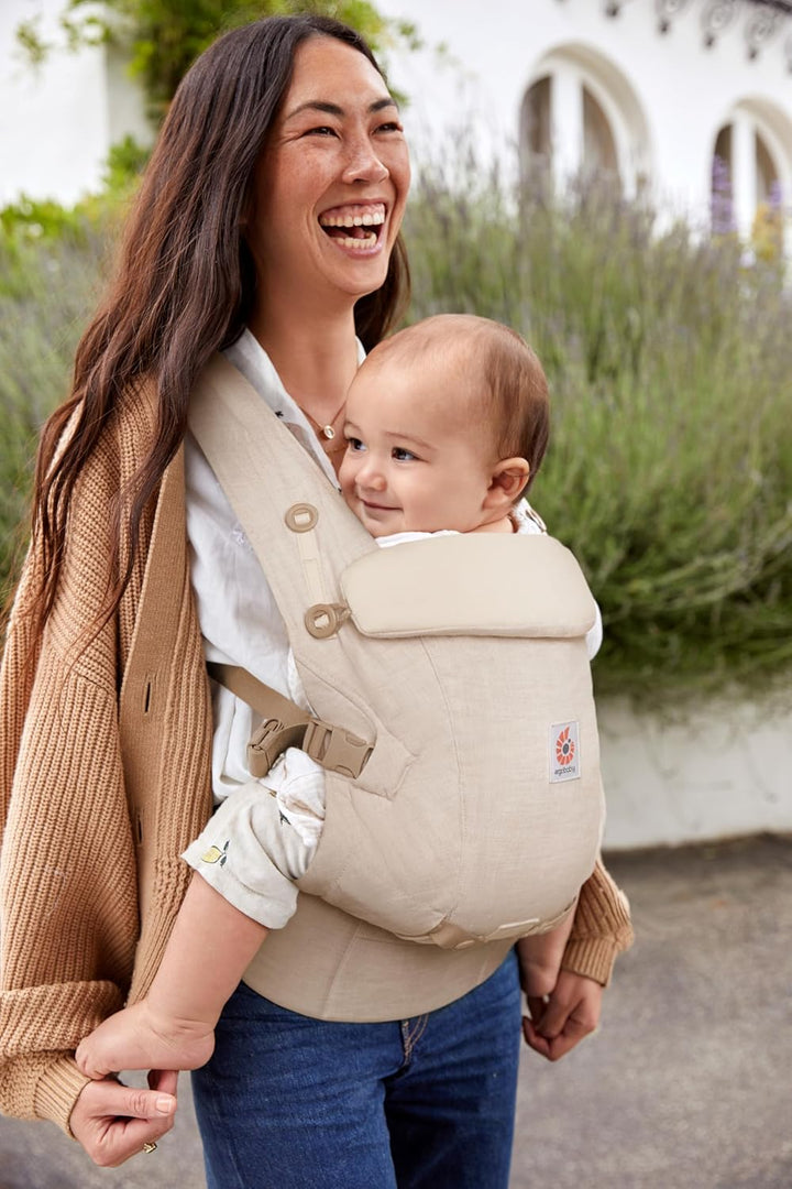 Ergobaby Adapt Leinen Babytrage für Neugeborene ab Geburt, 3-Positionen Ergonomische Babybauchtrage