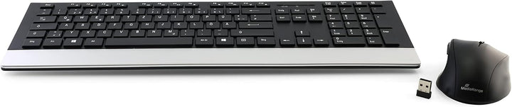 MediaRange Funk-Tastatur- und Maus-Set, Highline Serie, QWERTZ, schwarz/silber