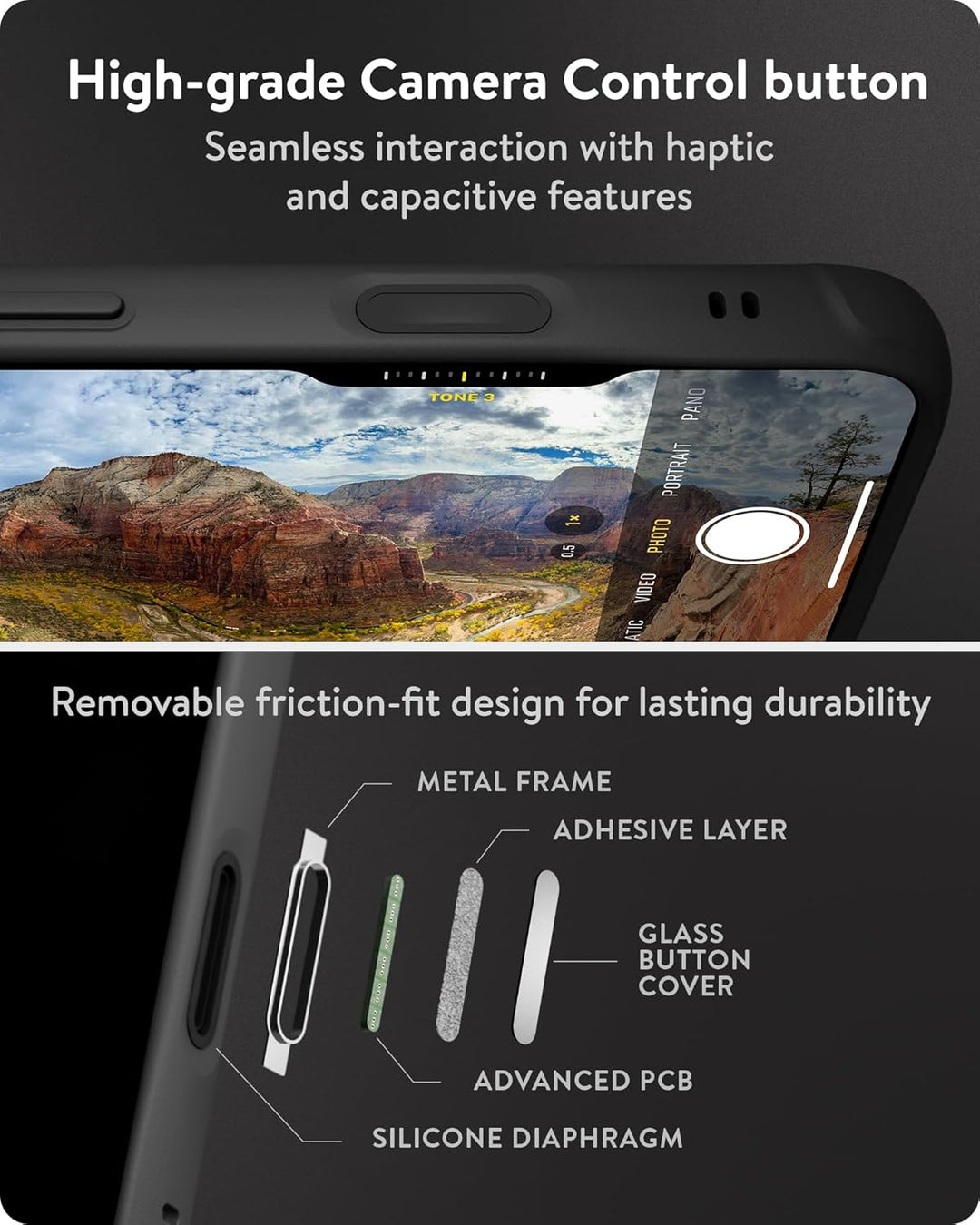 Mous Hülle für iPhone 16 MagSafe Kompatibel Case [Kamerasteuerung Cover] - Limitless 6.0 - Carbonfas