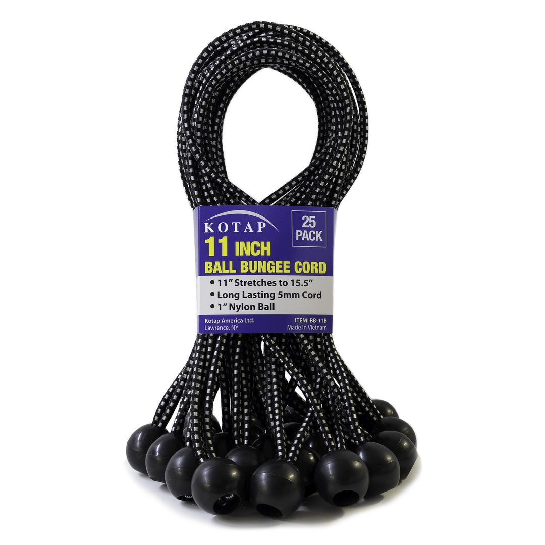 Kotap BB-11B Ball Bungee, 11-Inch, Black, 25-Piece by Kotap