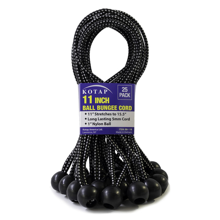 Kotap BB-11B Ball Bungee, 11-Inch, Black, 25-Piece by Kotap