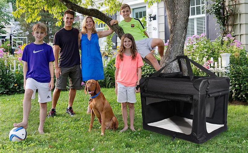 Zedelmaier Faltbare Hundebox Transportbox Hundekäfig Kleintiertasche (L - 51 x 70 x 50cm, Schwarz) L