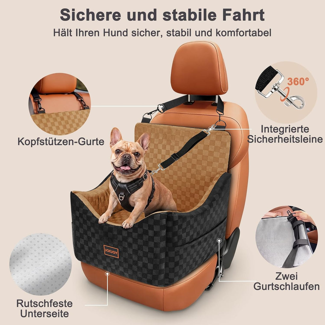 JOEJOY Hunde Autositz für kleine bis mittlere Hunde,Waschbarer Ansteckbare Leine verdickter Memory-S