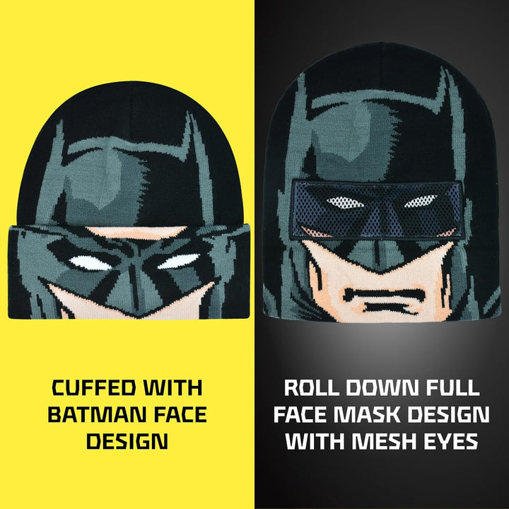 Concept One Unisex-Erwachsene Dc Comics Batman Roll Down Cuff Beanie-Mtze, schwarz, Einheitsgrösse