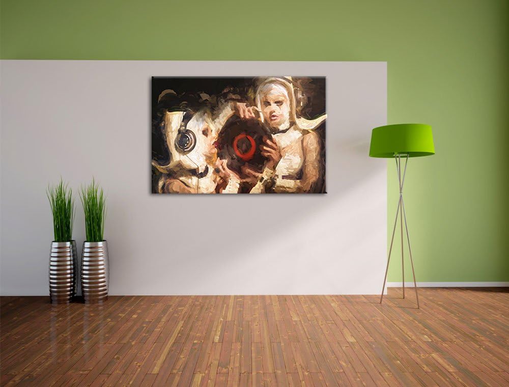 Pixxprint Mysteriöse DJ Frauen als Leinwandbild/Grösse: 100x70 / Wandbild/Kunstdruck/fertig bespannt