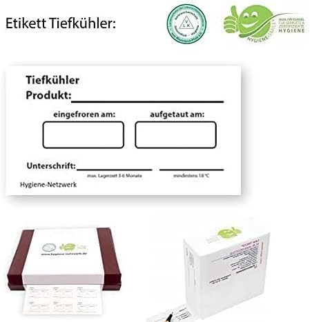 Hygiene-Netzwerk Etikett Tiefkühler| 70x35mm auf Einer Rolle (lose Rolle) | 500 Label | wasserlöslic