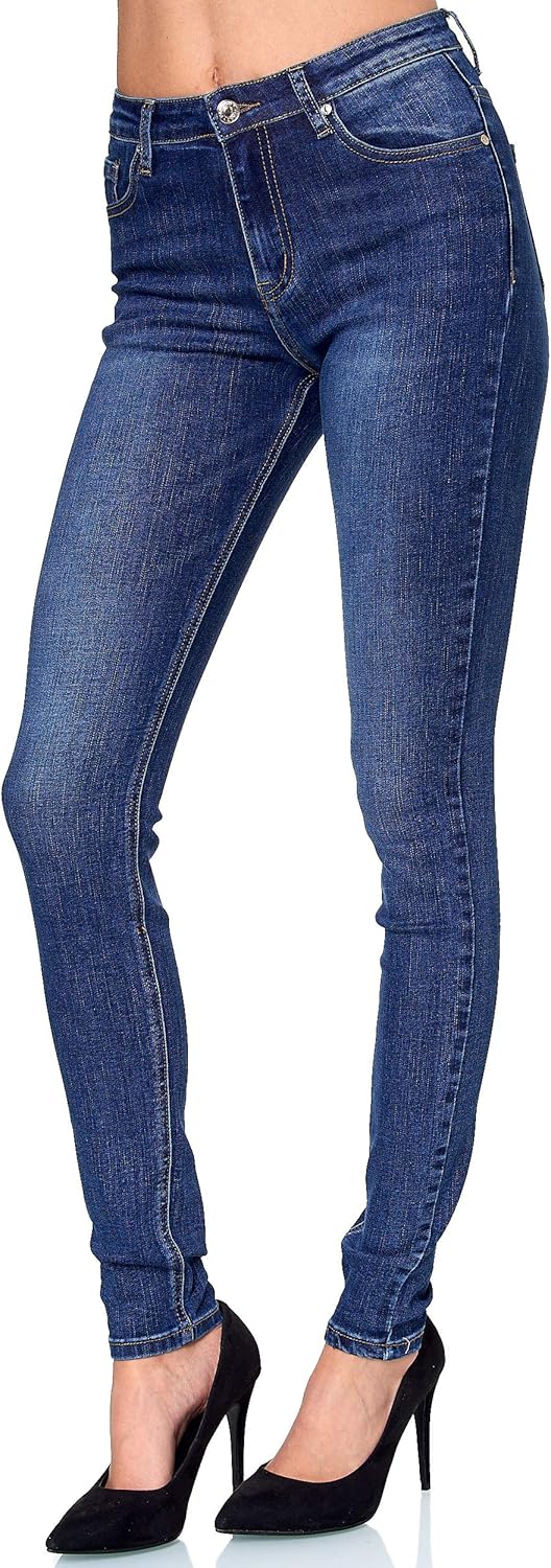 Elara Damen Hose Skinny Stretch Jeans 3 Längen Chunkyrayan 34W / 30L Dunkelblau Elara, 34W / 30L Dun