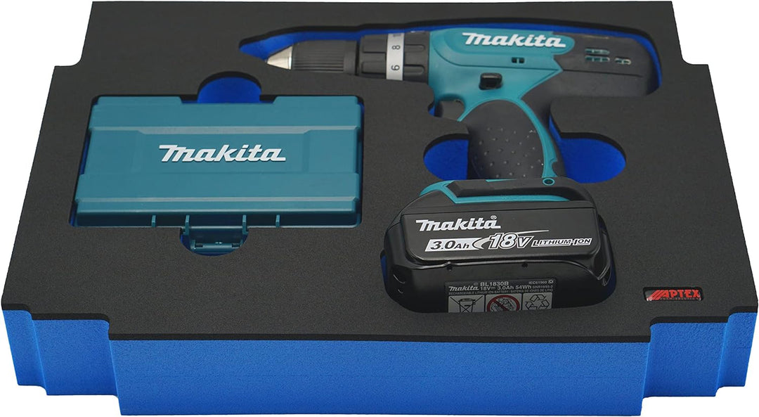 APTEX Schaumeinlage passend für Makita Akku-Schlagbohrschrauber DHP 453 für MakPac Gr. 1-3