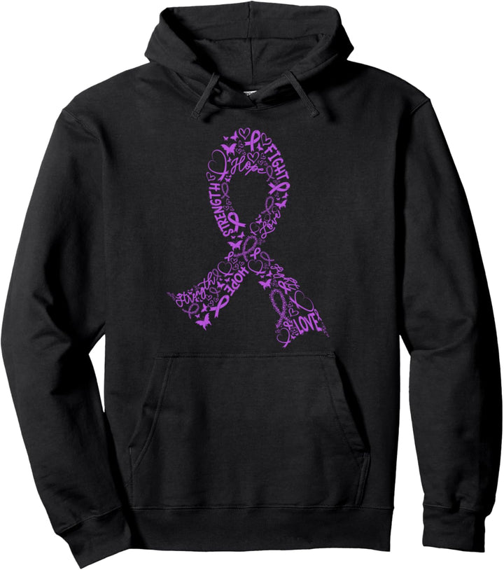 Bauchspeicheldrüsenkrebs Kampf Krieger Purple Ribbon Awarene Pullover Hoodie