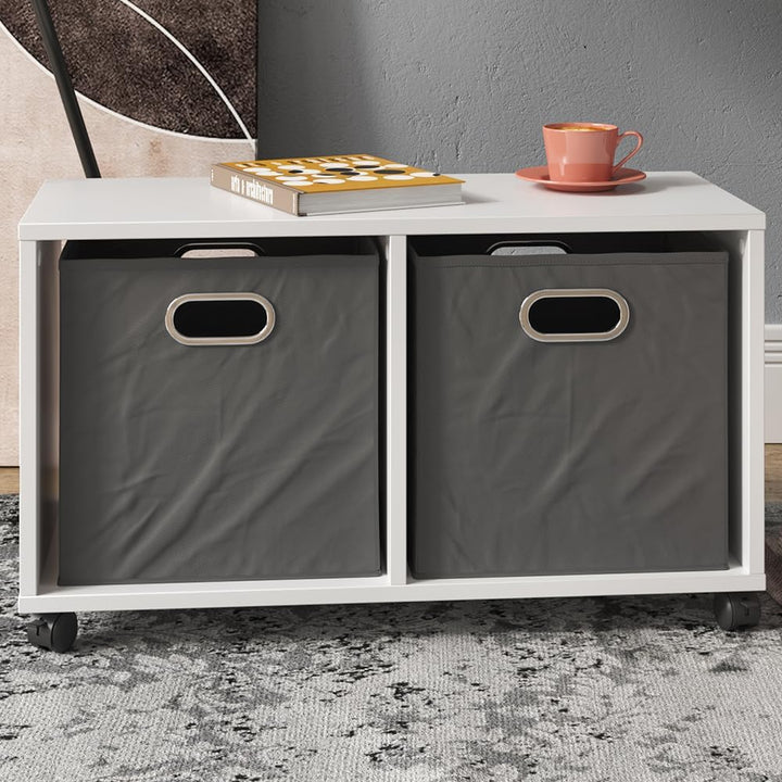 Vicco Kinderregal Luigi, Weiss, 72 x 42.4 cm, auf Rollen fahrbar mit Zwei offenen Ablageflächen 2 Fä