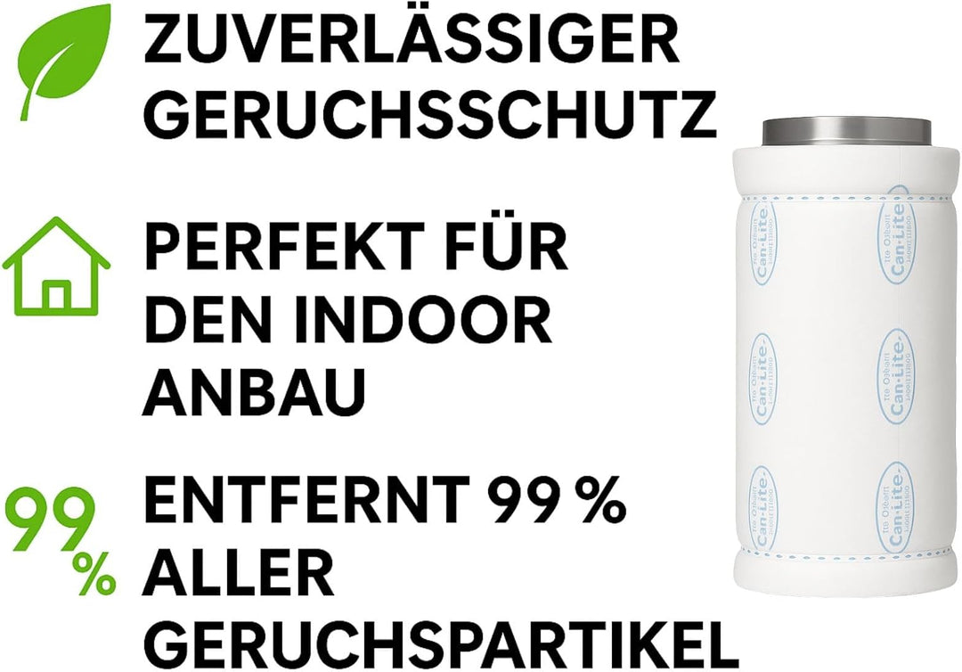 Can-Lite Aktivkohlefilter Grow 600 m³ - AKF Rohrlüfter Grow Anbau Indoor Belüftung Geruchsfilter Abl