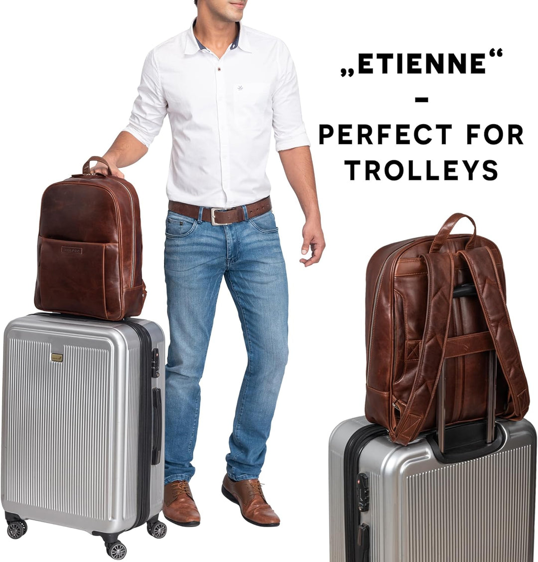 STILORD 'Etienne' Laptop Rucksack Leder 15 Zoll Business Rucksack Damen Leder Herren Notebook Rucksa