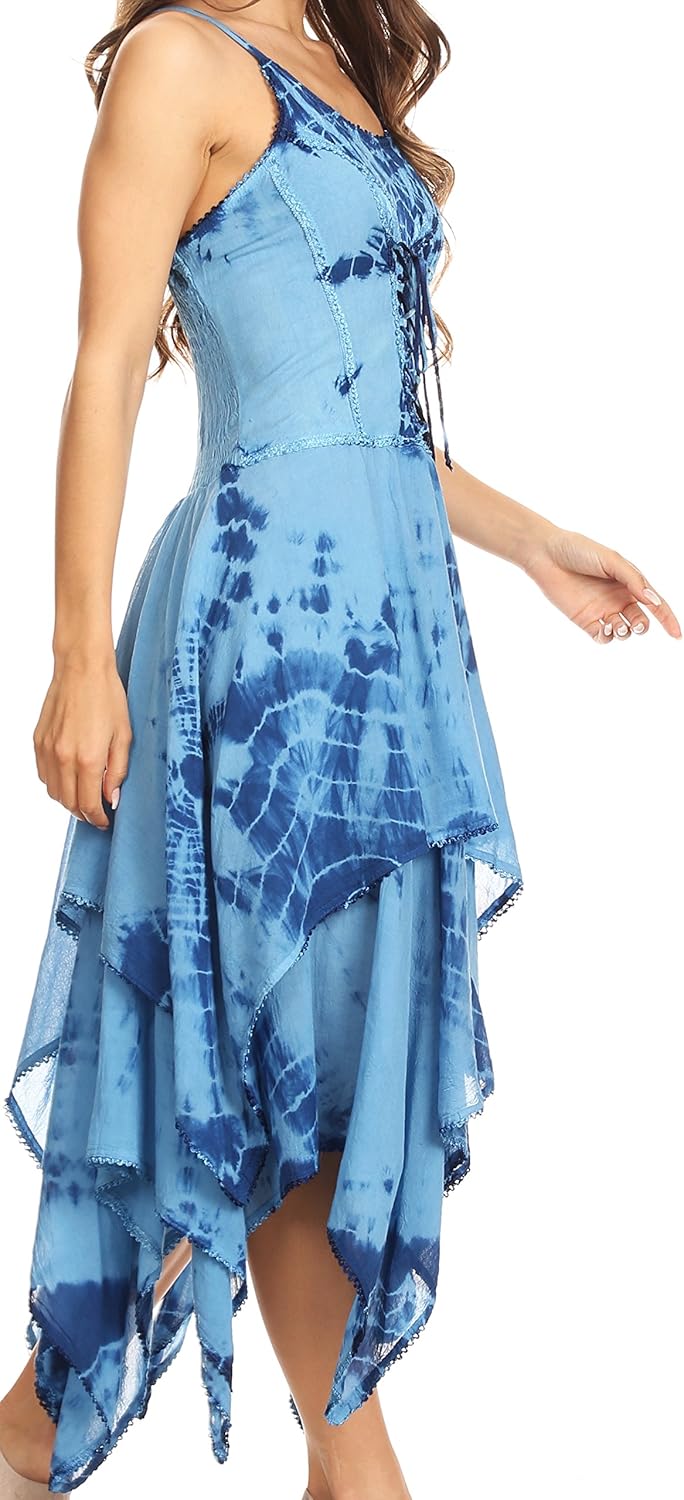 Sakkas Annabella Korsett Mieder Taschentuch Saum Kleid, Einheitsgrösse Blau