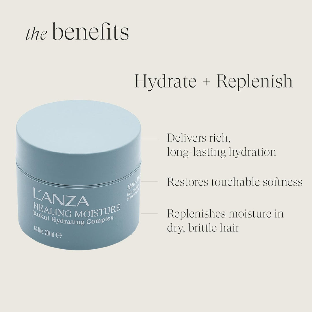 L'ANZA Healing Moisture Moi Moi Hair Masque, Moisturises and Refreshes Dry and Coarse Hair, Rich wit