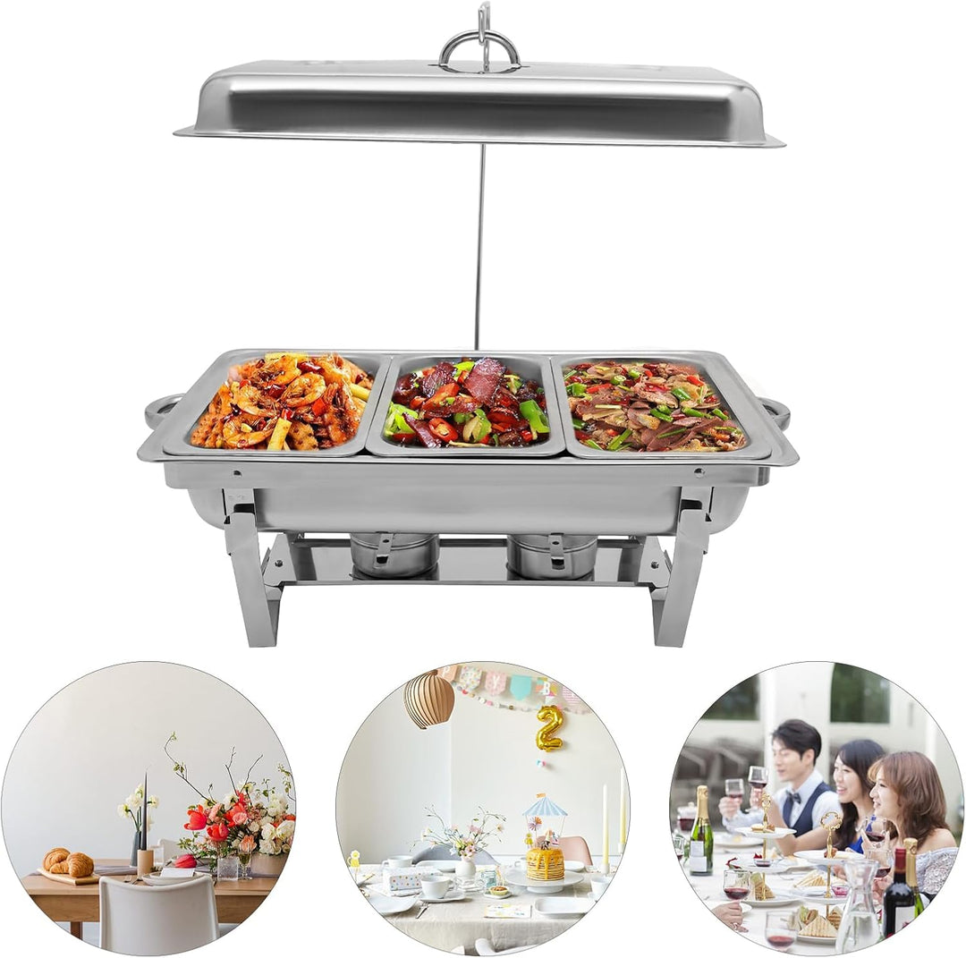 Edelstahl Buffetwärmer Speisenwärmer Chafing Dish Buffet Set Catering Party Warmhaltebehälter 3L/3.1