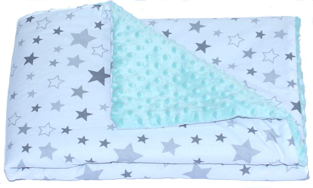 Baby Einschlagdecke MINKY - STAR - mit Kapuze 90x90 cm Babyschale Decke (Star Hell + MINZE), Star He
