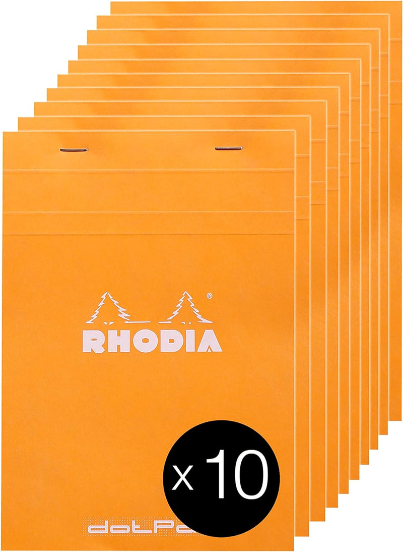 Rhodia 16558C - Packung mit 10 Notizblöcken No.16, DIN A5 80 Blätter Dot-Lineatur 80g, Orange, 1 Pac