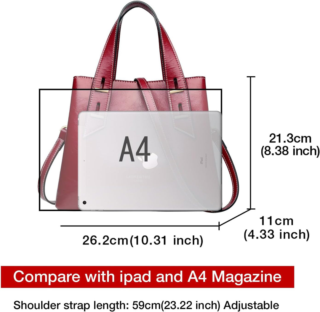 LAORENTOU Damen-Handtasche aus echtem Leder mit Tragegriff oben 01-1 Rot (Kleine Grösse), 01-1 Rot (