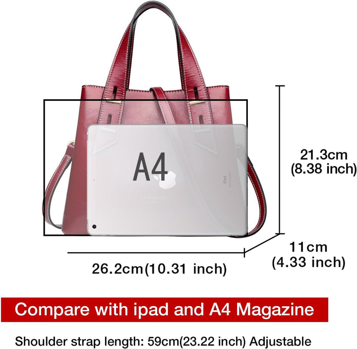 LAORENTOU Damen-Handtasche aus echtem Leder mit Tragegriff oben 01-1 Rot (Kleine Grösse), 01-1 Rot (