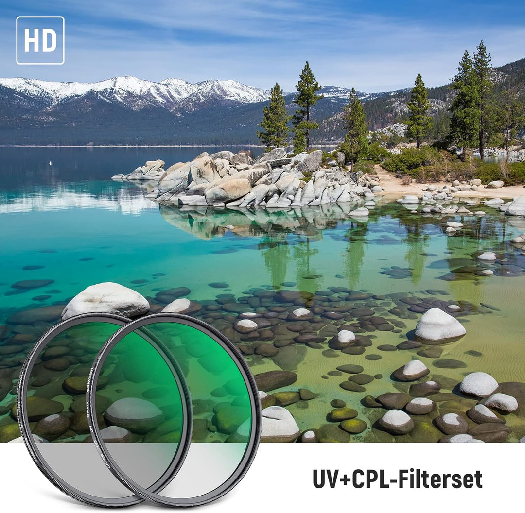 NEEWER 62mm CPL UV Filter Set, Zirkular Polfilter(Polarisationsfilter)/UV Schutz Objektivfilter Set