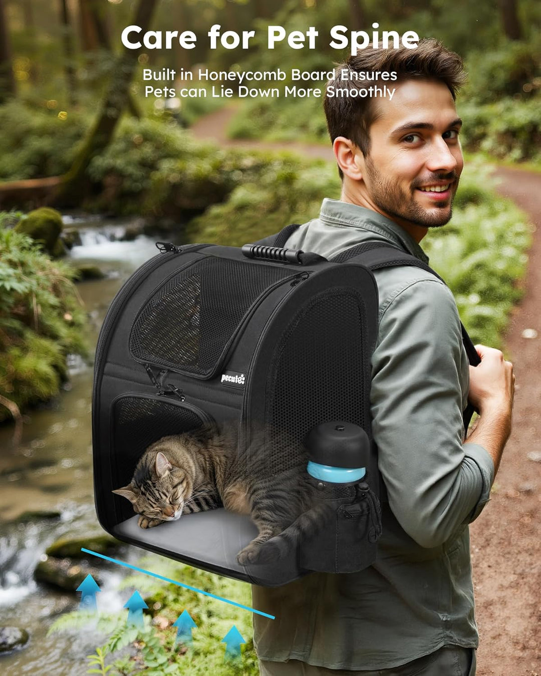 pecute Haustier Rucksack mit Netzfenster, Tragbare und Faltbare Katzentasche, Atmungsaktive und Leic