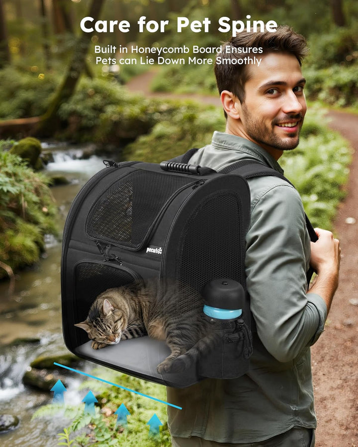 pecute Haustier Rucksack mit Netzfenster, Tragbare und Faltbare Katzentasche, Atmungsaktive und Leic