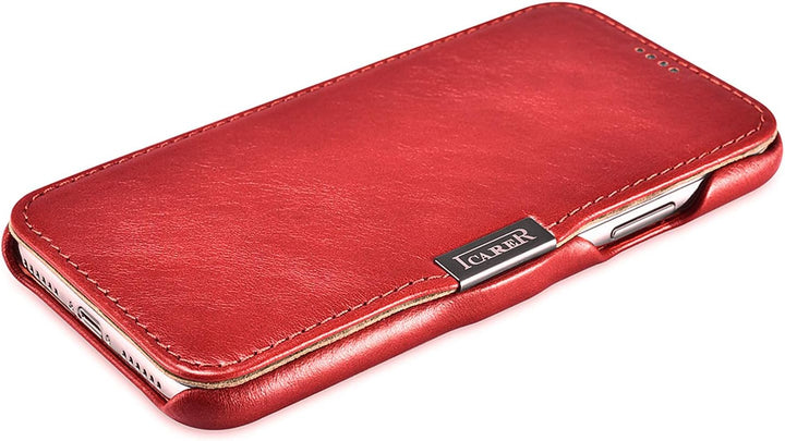 ICARER Hülle passend für Apple iPhone XS und iPhone X, Handyhülle mit echtem Leder, Case, Schutz-Hül